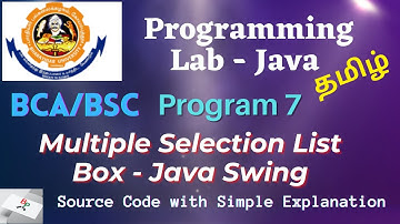 Multiple Selection List box - Java Swing Program 7- Programming Java lab Bharathiar University