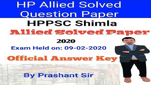 HP Allied Solved Question Paper 2020 | HPPSC Allied 2020 answer Key