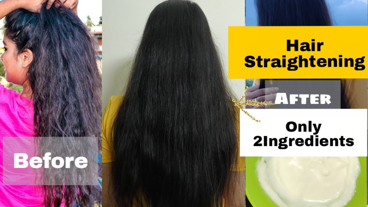 PERMANENT HAIR STRAIGHTENING At Home 2 Natural Ingredients HAIR SMOOTHENING YouTube