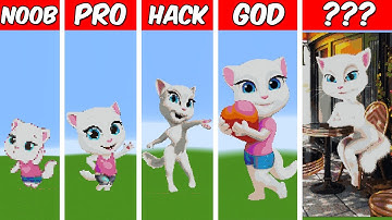 TALKING ANGELA Pixel Art Build in Minecraft ! Noob vs Pro vs Hacker vs God - Minecraft Animation