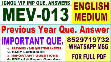 MEV 013 Previous Year Question Paper | mev 013 important questions with answer