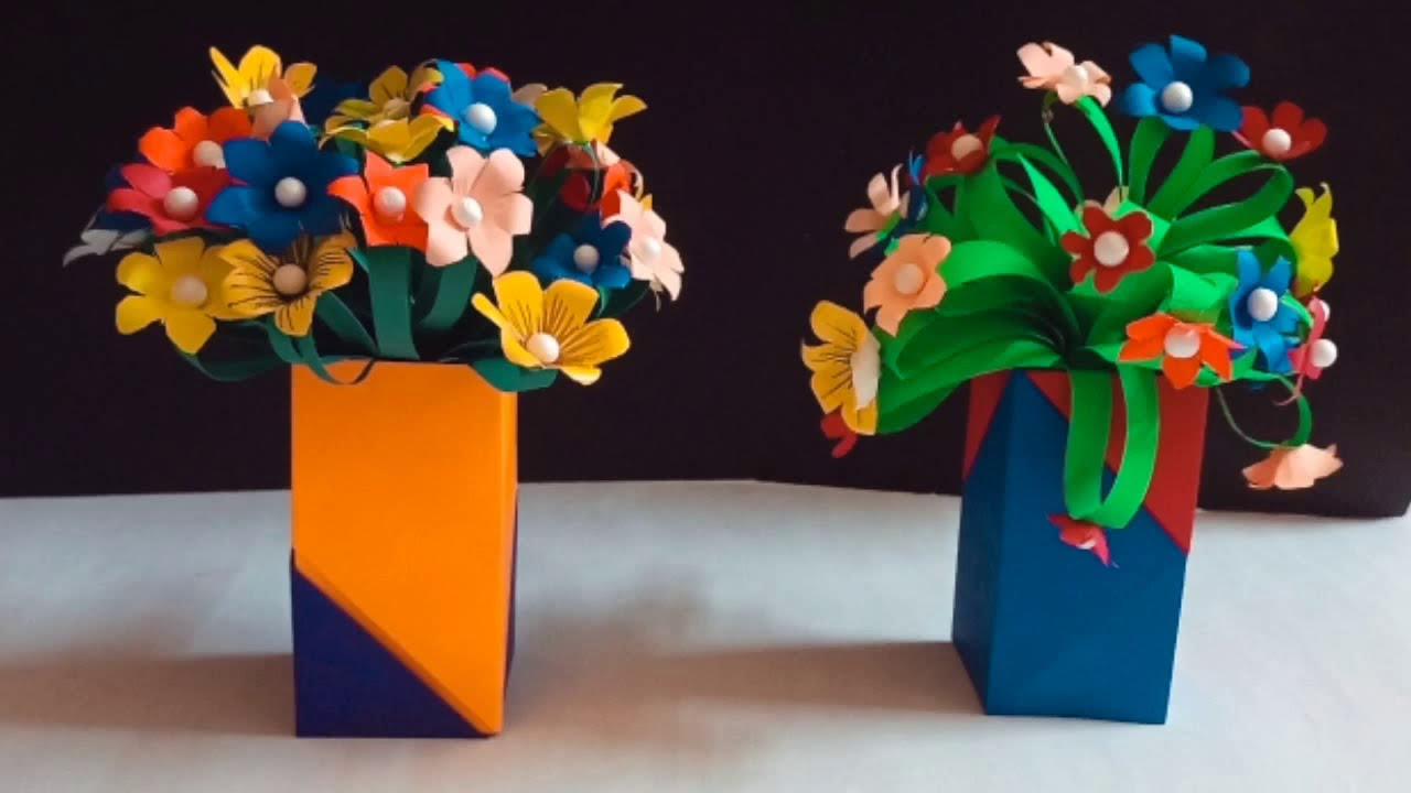 how to make paper flower easy flowervase simple crafts with paper