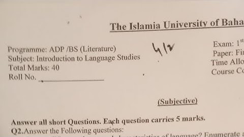 Introduction language studies Past Paper ADP IUB 2024-2028  | IUB ADP PAST PAPER