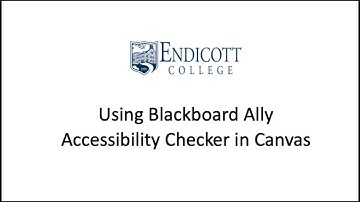 How to use Blackboard Ally Accessibility Checker in Canvas