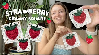 🍓 STRAWBERRY CROCHET GRANNY SQUARE | step-by-step easy beginner tutorial 🍓