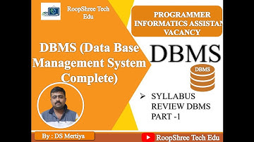 RPSC PROGRAMMER IA 2022 DBMS SYLLABUS PART 01 | Introduction of DBMS | DBMS Syllabus Part -  01