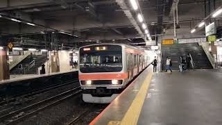 JR東日本E231系0番台ケヨMU34編成が普通むさしの号大宮行きが当駅止まりの回送列車としてJR大宮駅11番線に入線到着するシーン(2633M→2663Mに列番変更。)(2023.5.4.9:03)