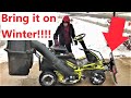 Plowing Snow With Our Electric 100AH RYOBI Riding Lawnmower!