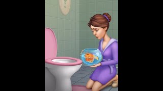 Fishdom game ads shorts '30' Lady putting sick fish in toilet screenshot 1