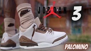 JORDAN 3 PALOMINO DETAILED REVIEW & ON FEET W LACE SWAPS!!