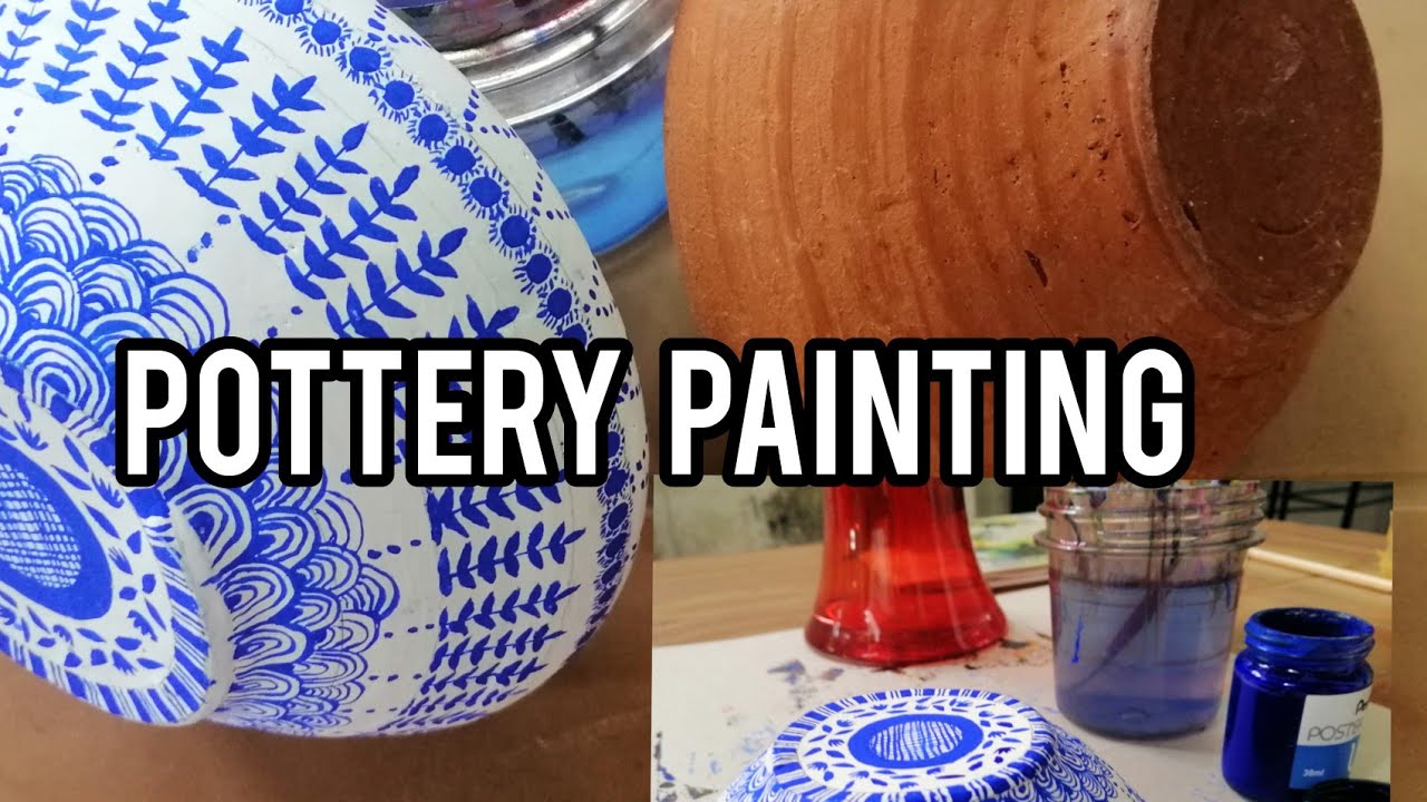 Pottery painting let's paint pottery with me pottery designing YouTube