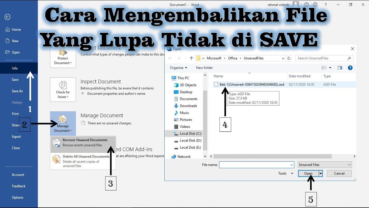 Cara Mengembalikan file yang lupa tidak di SAVE - YouTube
