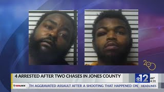 4 arrested after two chases in Jones County