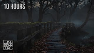 Autumn Bridge Crossing | Rain on Old Wooden Bridge & Distant Thunder | RELAX | STUDY | 10 HOURS