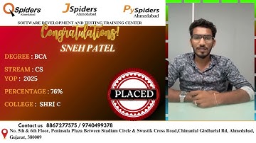 Placement Journey of BCA graduated as Software Engineer QSpiders | Ahmedabad