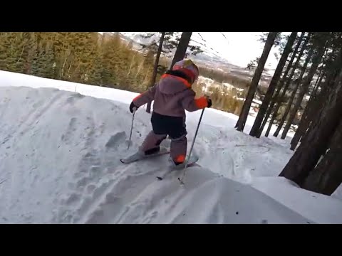 'I'm a crazy girl': Mic'd up toddler narrates ski outing