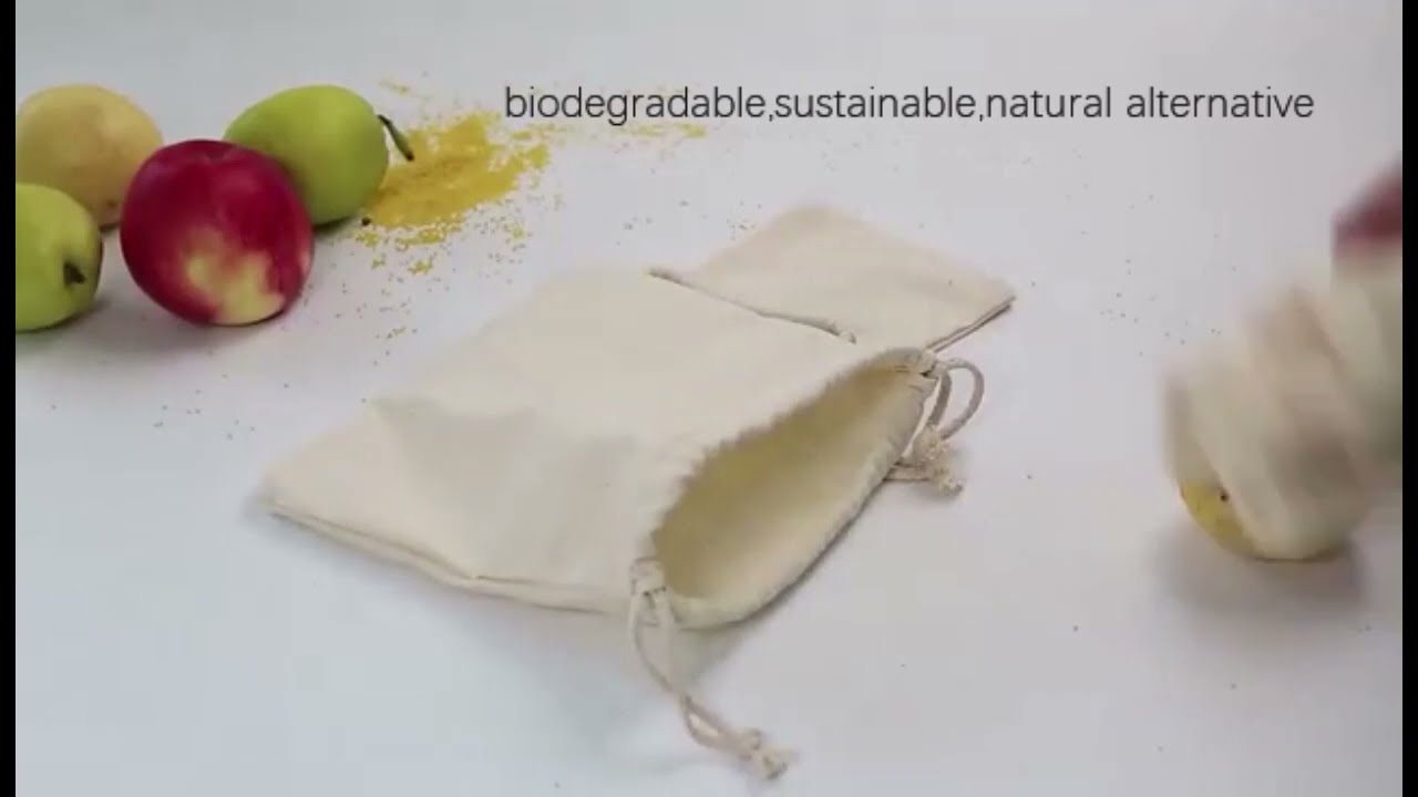 Double drawstring cotton muslin bag