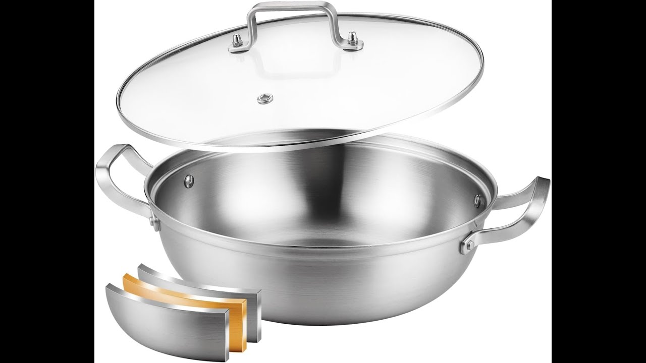DELARLOCHEF Bratpfanne 30 cm Hoher Rand 8 cm: Große Schmorpfanne 5,6 Liter,Für Großkochstellen