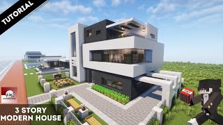 Minecraft Tutorial | Cool Three Story Modern House (ID/ENG)