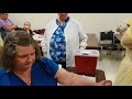 Venipuncture by left arm amputee