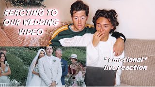 REACTING TO OUR WEDDING VIDEO (for the first time)!!! *emotional*