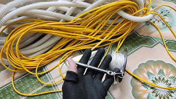 Mẹo luồn dây điện vào ống ruột gà dùng cuộn dây dù.