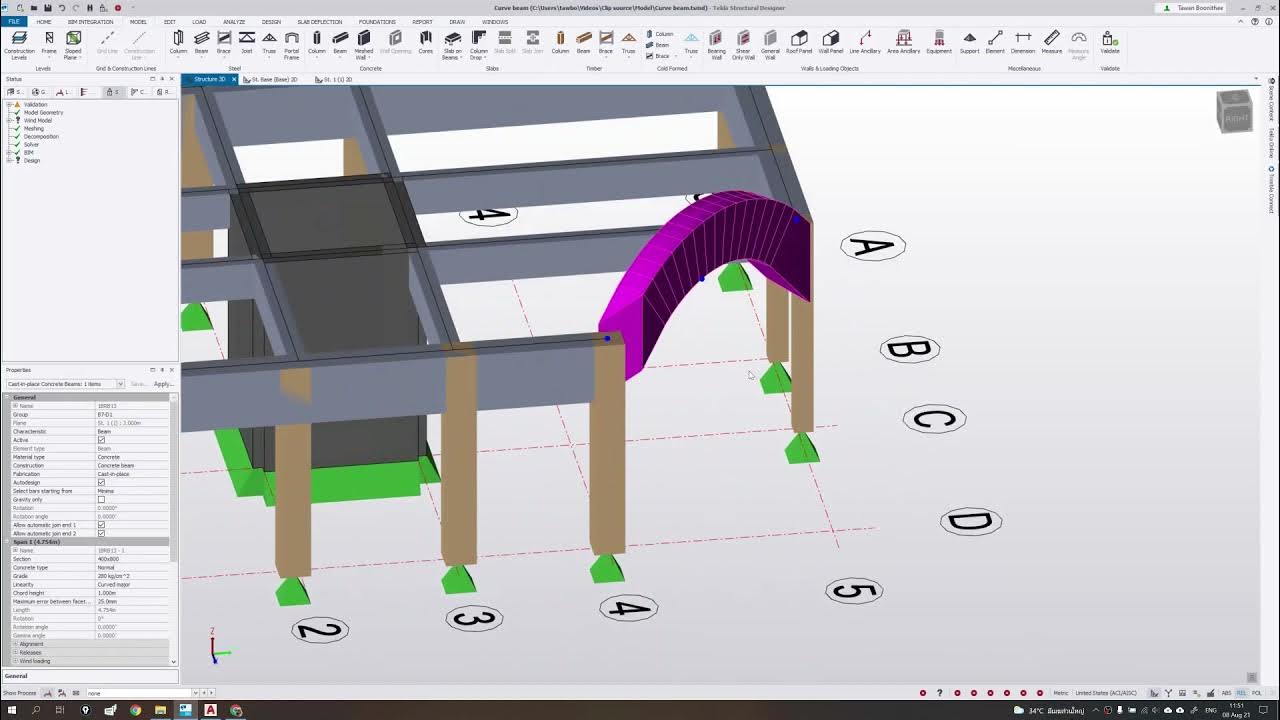 tekla structural designer Tips 12 Curve Beam YouTube