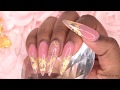 Acrylic Nails Tutorial -  How To Encapsulated Gold Leaf Nails with Nail Tips