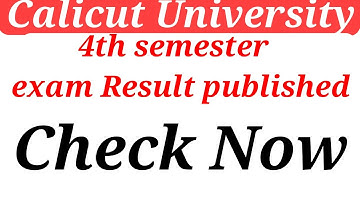 Calicut University 4th semester exam Result published 