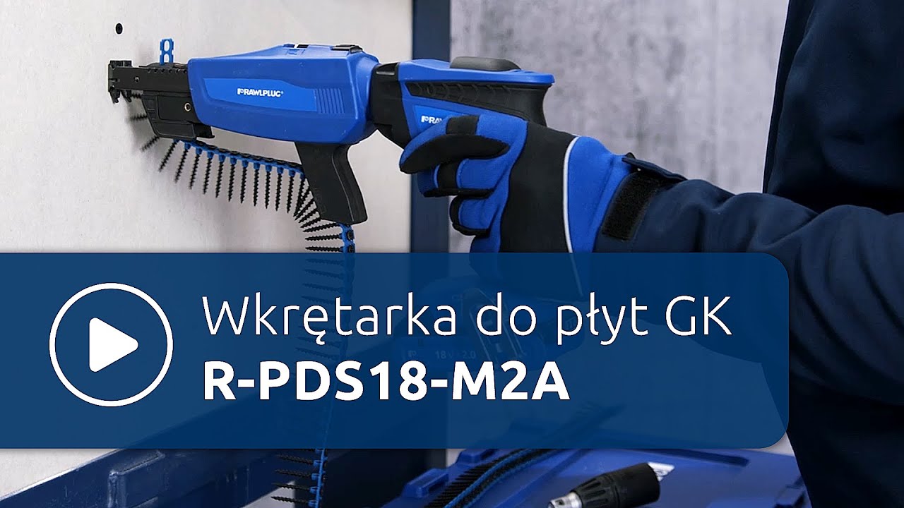 Wkrętarka do płyt g-k 18V 2 akumulatory 2,0 Ah ładowarka 1,5 A podajnik do  wkrętów walizka RawlCase - walizka plastikowa - 1 szt., R-PDS18-M2A