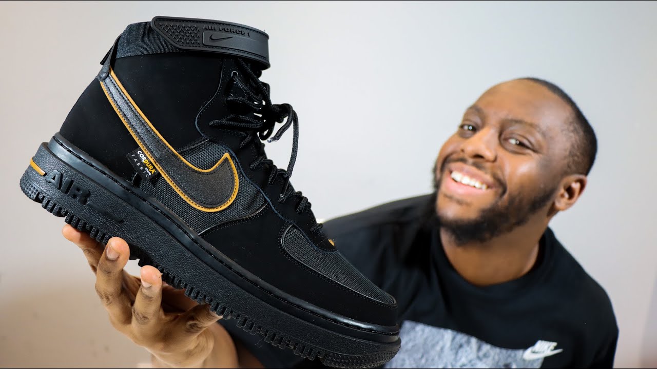 Air Force 1 Boot Cordura Black Wheat Gold On Foot Sneaker Review ...