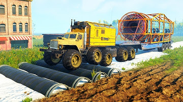 Snowrunner: Mudrunner  Mod Truck vs Broken Road With Speed Bumps