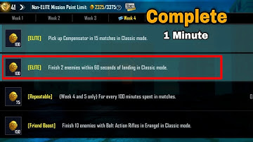 Finish 2 Enemies Within 60 Seconds of Landing in Classic Mode | Elite Mission Bgmi