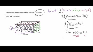Problem solving find a missing side reverse surface area of cuboids