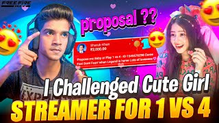 😨I CHALLENGED🤬 CUTE GIRL💗 STREAMER | 1 VS 4❤️‍🔥 | PROPOSAL ??🌹 | FREE FIRE IN TELUGU #dfg #freefire screenshot 1