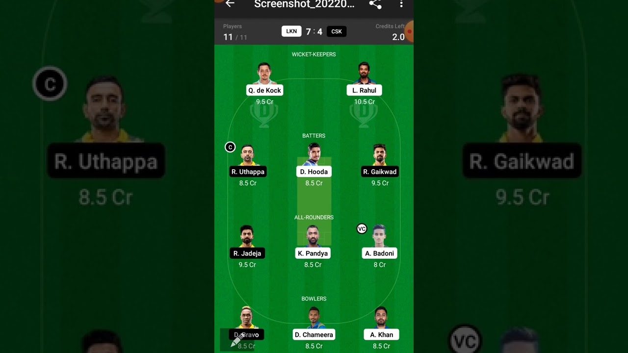 LKN vs CSK Dream11 Team || LKN vs CSK Dream11 Team Prediction ||TATA IPL 2022