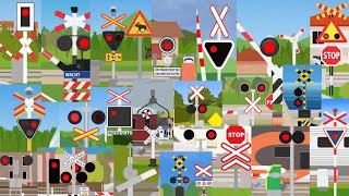【踏切アニメ】世界のふみきりがいろんな場所でカンカン2😂😂😂Railroad crossings of the world on various places!!