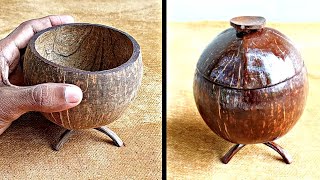 coconut shell small pot making #coconut #diy #craft #trending #viral #home #malayalam