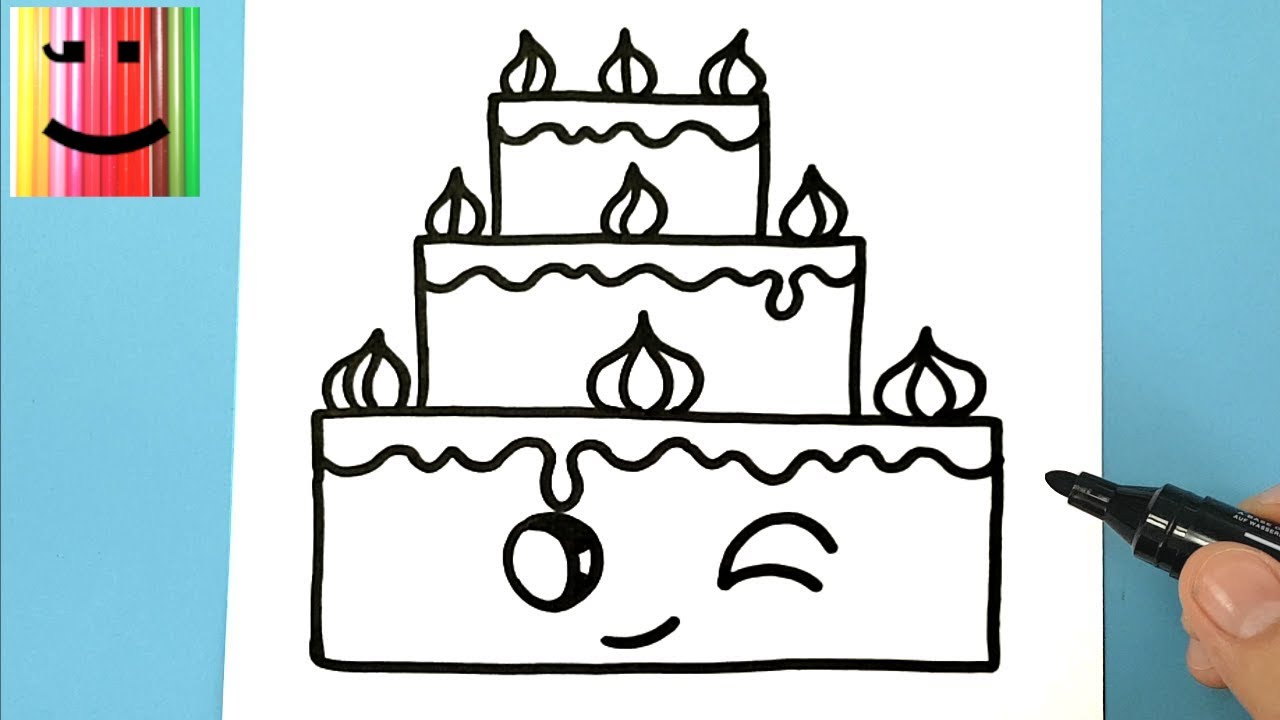 How To Draw A Cute Birthday Cake Youtube