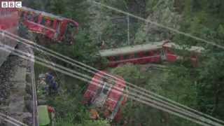 BBC News   Swiss train derailed in landslide