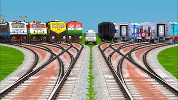 🎥 Backward + Forward Train Run! 8 Trains Crossing At Curve Branch Tracks | Indian Railways Gameplay