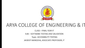 ACCESSIBILITY TESTING, JAIDEEP MANOCHA, ASSOCIATE PROF., ACEIT, JAIPUR