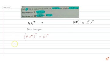 Let A be a square matrix of order 3 satisfying `A A