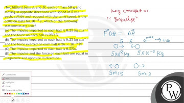 Two billiard balls \( A \) and \( B \), each of mass \( 50 \mathrm{~g} \) and moving in opposite...