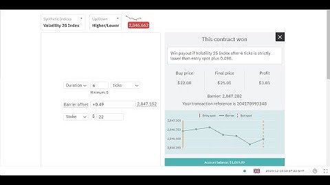 Volatility 25 index Higher lower trading 100% accuracy deriv strategy