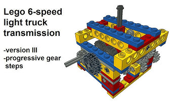 Lego 6-speed light truck transmission version III, progressive gear steps