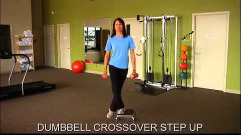 dumbbell crossover step up