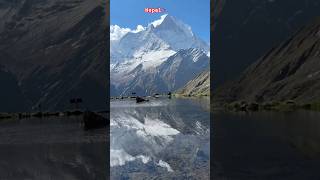Mirror lake on the way to Annapurna Base camp #travel #annapurnaregion #travel #shorts #nature #fyp