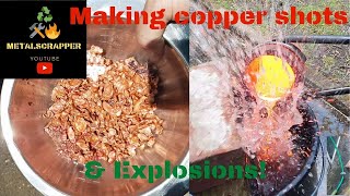 Pouring molten copper in water & Explosions! - Devil forge - Copper shots