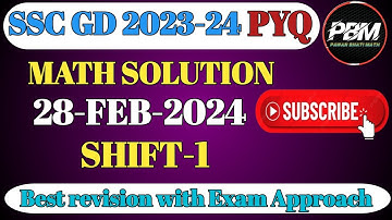 SSC GD 2024 (28 Feb, 2024.1st shift) Maths Solution|| GD Solved Paper by Pawan bhati